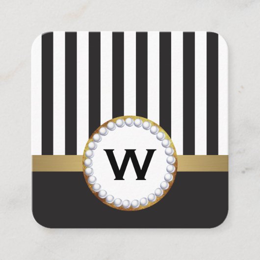 Stijlvol Monogram Luxe verticale strepen Vierkante Visitekaartje (Voorkant)