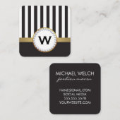 Stijlvol Monogram Luxe verticale strepen Vierkante Visitekaartje (Voorkant / Achterkant)