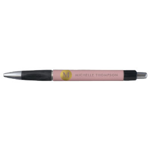 Stijlvol monogram Matig elegant zwart roze goud Pen