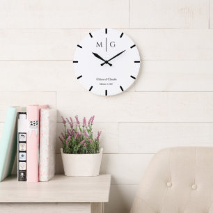 Stijlvol Monogram Met Naam Van Koppel Elegant Grote Klok