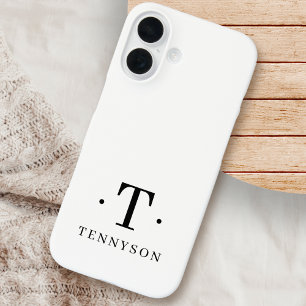 Stijlvol monogram Modern minimalistisch wit iPhone 16 Hoesje