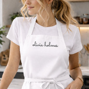 Stijlvol Monogram Modern Minimalistisch Wit Schr Schort