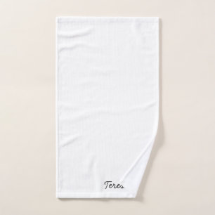 Stijlvol Monogram Modern Minimalistisch Wit Schrif Handdoek