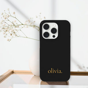 Stijlvol monogram Modern minimalistisch zwart goud iPhone 15 Pro Case