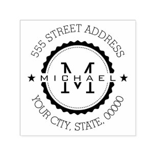 Stijlvol Monogram Modern Script Return Adres #3 Zelfinktende Stempel