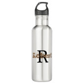 Stijlvol monogram Naam Initiaal Modern Waterfles (Voorkant)