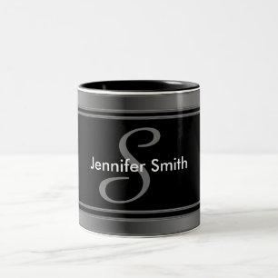Stijlvol monogram ontwerp tweekleurige koffiemok