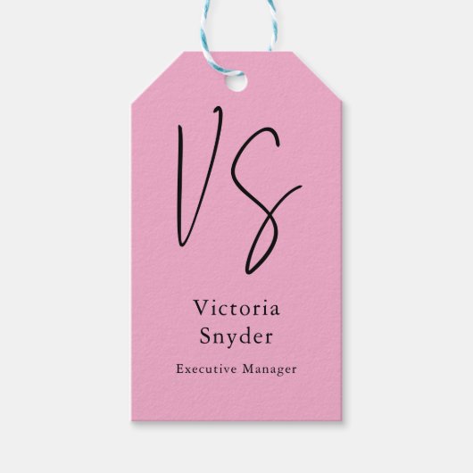 Stijlvol Monogram Professioneel Lichtroze Cadeaulabel (Voorkant)