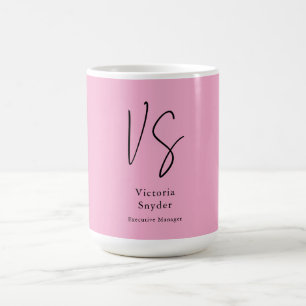 Stijlvol Monogram Professioneel Lichtroze Koffiemok