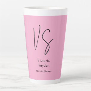 Stijlvol Monogram Professioneel Lichtroze Latte Mok