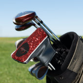 Stijlvol monogram rode glitter naam zwarte golf golfheadcover (Insitu)