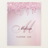 stijlvol monogram roos goud paarse glitter  planner (Voorkant)