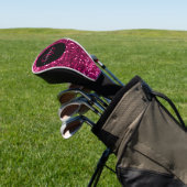 Stijlvol monogram roze glitter naam zwart golfheadcover (Insitu)