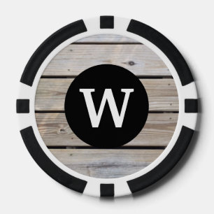 Stijlvol Monogram Rustieke Houten Uiterlijk Poker Chips