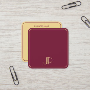 Stijlvol monogram Sjabloon Luxe Bordeaux en goud Vierkante Visitekaartje