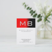 Stijlvol Monogram White Grey Red Visitekaartje (Staand voorkant)