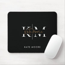 Stijlvol Monogram Zwar Goud Schrift Kantoor School