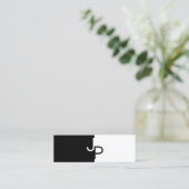Stijlvol monogram zwart-wit, moderne Sjabloon Mini Visitekaartje (Staand voorkant)