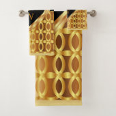 Stijlvol monogrammen goud en zwart hart geometrisc bad handdoek (Insitu)