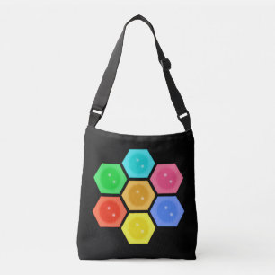 Stijlvol multicollisch honingraatontwerp op zwart crossbody tas