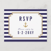Stijlvol Nautical Striped Response RSVP Briefkaart (Voorkant)
