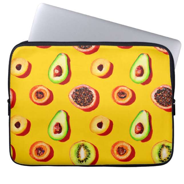 Stijlvol neon fruit patroon laptop sleeve (Voorkant)