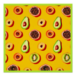 Stijlvol neon fruit patroon perfect poster