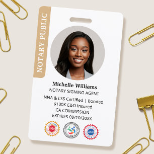 Stijlvol Notaris Openbare Ondertekeningsagent Foto Badge