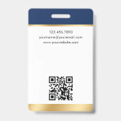 Stijlvol Notary Public-foto QR-code ID Navy Goud Badge (Achterkant)