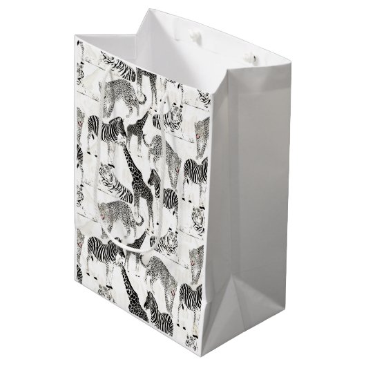 Stijlvol Oerwoud-dierenpatroon Medium Cadeauzakje (Voorkant Gekanteld)