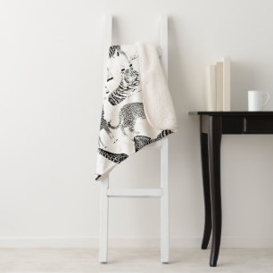 Stijlvol Oerwoud-dierenpatroon Sherpa Deken