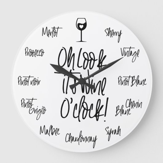 Stijlvol Oh kijk, het is Wine O'Clock | Namen wijn Grote Klok (Voorkant)