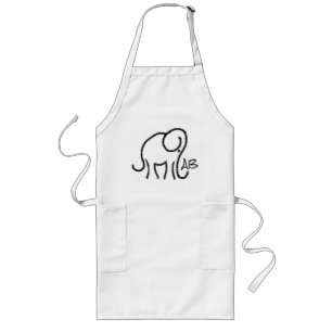 Stijlvol olifant met zwart-wit monogram lang schort