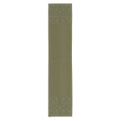 Stijlvol Olive Green Damask Korte Tafelloper (Voorkant)