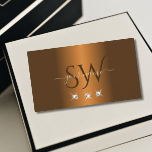 Stijlvol Oranje bruin beige Sparkle Jewels Monogra Visitekaartje