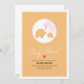 Stijlvol Oranje Elephants Baby shower Kaart (Voorkant / Achterkant)