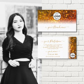 Stijlvol Oranje glitter met Logo Visitekaartje