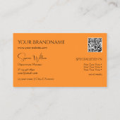 Stijlvol Oranje met monogram- en QR-code Visitekaartje (Achterkant)