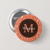 Stijlvol Oranje Zebra Afdrukmonogram en naam Ronde Button 5,7 Cm (Voorkant /achterkant)