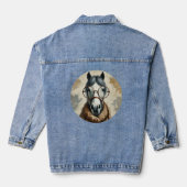 Stijlvol paard met bril – Grappige kunst Denim Jacket (Achterkant)