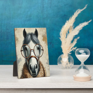 Stijlvol paard met bril – Grappige kunst Fotoplaat
