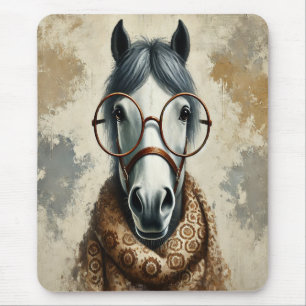 Stijlvol paard met bril – Grappige kunst Muismat