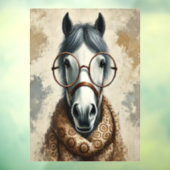 Stijlvol paard met bril – Grappige  kunst Raamsticker (Vel 3)