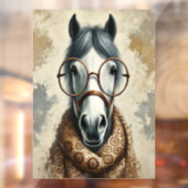 Stijlvol paard met bril – Grappige  kunst Raamsticker (Vel 2)