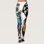 Stijlvol Paars blauw abstract ontwerp met hoge Mod Leggings (Achterkant)