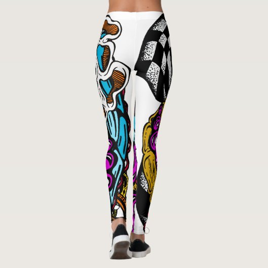 Stijlvol Paars blauw abstract ontwerp met hoge Mod Leggings (Achterkant)