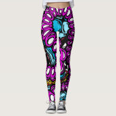 Stijlvol Paars blauw abstract ontwerp met hoge Mod Leggings (Voorkant)