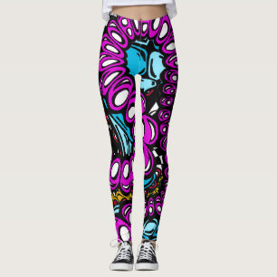 Stijlvol Paars blauw abstract ontwerp met hoge Mod Leggings