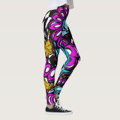 Stijlvol Paars blauw abstract ontwerp met hoge Mod Leggings (Rechts)