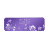 Stijlvol Paars Bloemendesign Retouradres Etiket (Voorkant)